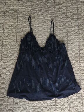 Victorias Secret Flowy Tank - L Navy/gold
